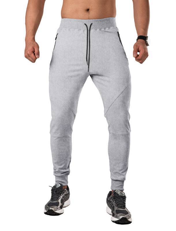 lot 4229 image: MRSISYI Mens Tapered Jogger with Zipper Pockets Slim Fit Sweatpants Athletic Workout Gym Pants Grey - Size M
