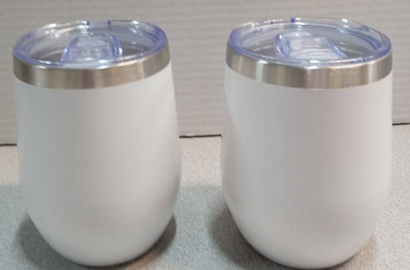 lot 4405 image: Set of 2 Stainless Steel Insulated Wine Tumblers with Lids