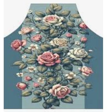 lot 4456 image: Floral Kitchen Apron with Rose Pattern 2 pack