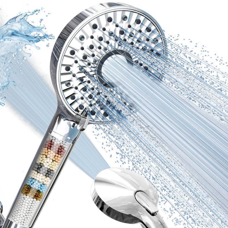 lot 4552 image: Magichome Filtered Shower Head with Handheld, High Pressure 10-Spd Detachable Chrome Showerhead with Stainless Hose, Water Softener Filter Beads for Hard Water - Remove Chlorine, Reduce Dry Itchy Skin