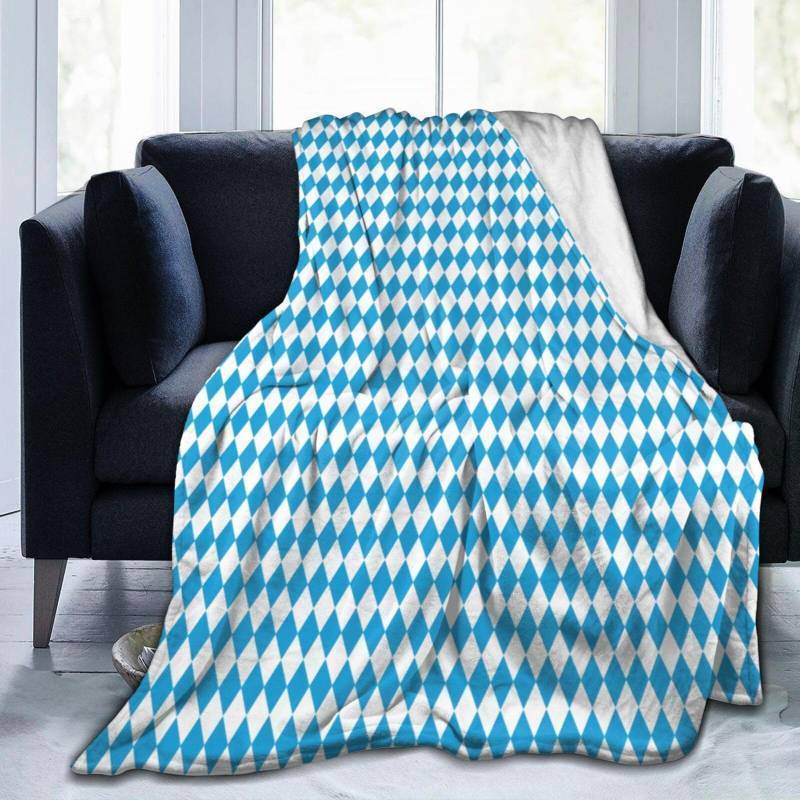 lot 4562 image: Oktoberfest Bavarian Blue and White Ultra Soft Cozy Micro Wool Blanket 3D Fashion Print All Season Sofa Warm Bed Throw Blanket 40X30