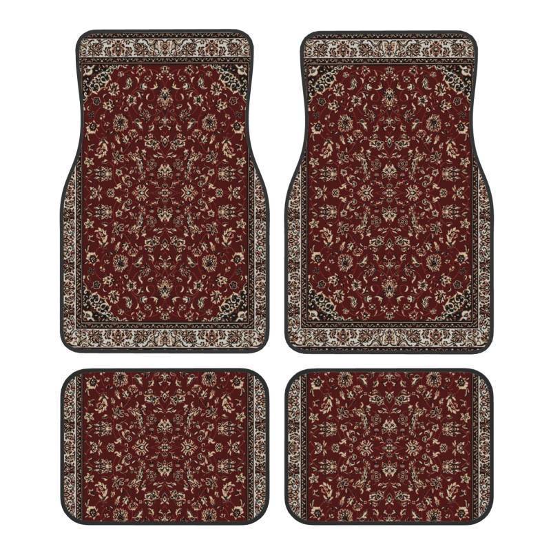 lot 4570 image: Car Mats Set of 4 Rust Red Oriental Rug Look Floor Mats for Cars Universal Front Rear Vehicle Rugs Auto Accessories for Truck Sedan