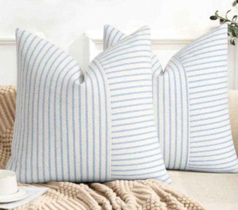 lot 4677 image: YCOLL Farmhouse Pillow Covers 20x20, Modern Accent Square Throw Pillow Covers Set of 2