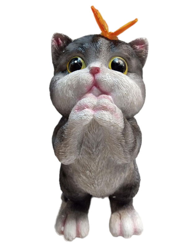 lot 4576 image: NEBRYX Solar Garden Decor Outdoor Statues Cat - Lawn Decor Statue for Patio, Balcony, Yard Ornament - Unique Gifts for Housewarming, Birthday, Christmas (Gray)