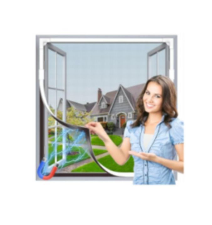 lot 4686 image: HOFUDON Window Screen Adjustable Magnetic Window Screen Replacement Max 39 x 59, DIY Fiberglass Mesh Window Screens for House Windows White Frame Grey Mesh