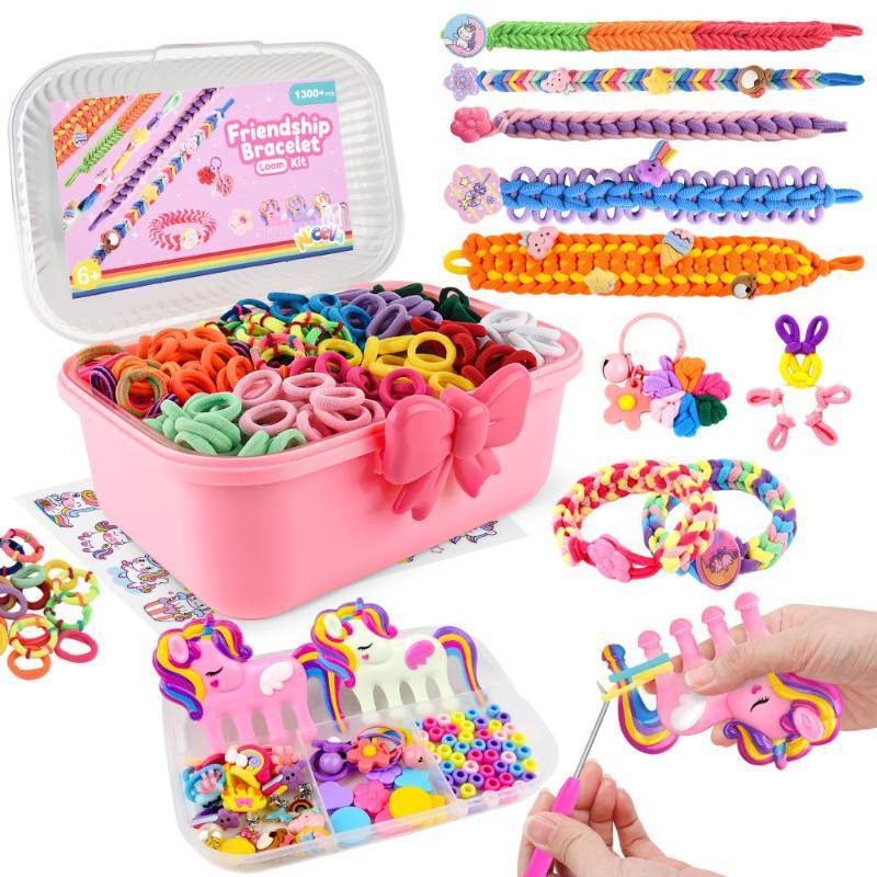 lot 4584 image: Rubber Band Bracelet Kit for Kids Girls Ages 6-12, 1300 PCS DIY Craft Kits with 2 Weaving Comb & Organizer, Weaving Loom Kit Toys, Christmas Birthday Valentine Gifts for 7 8 9 10 11 12 Year Old