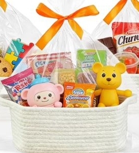 lot 4850 image: Woven Basket, Gift Bag and Ribbon