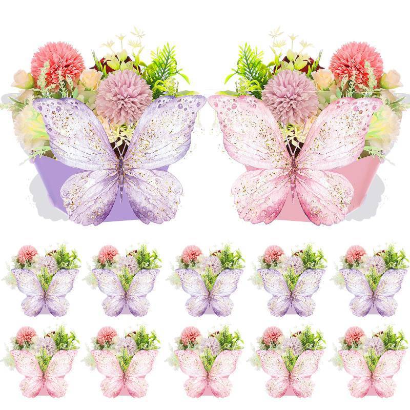 lot 4857 image: Wettarn 12 Pcs Butterfly Centerpieces for Tables Butterfly Party Favor Decorations Flower Boxes Table Decorations for Birthday Wedding Garden Tea Party