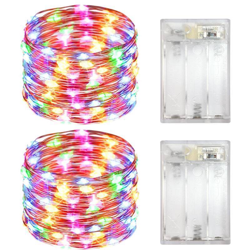 lot 4895 image: Yalilong with Timer Function Battery Operated Dewdrop Led Lights,Mini Fairy Lights for Home Parties ChristmasHalloween Holiday Decoration,6 Hours on18 Hours Off,30 LEDs,10 Feet (Multi Color, 2)