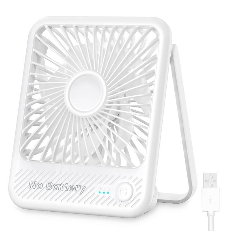 lot 4932 image: Koonie USB Desk Fan, Strong Wind Ultra Quiet Small Personal Fan with 180° Tilt Folding and 3 Speeds Adjustable, USB-C Corded Powered Mini USB Fan for Office Desktop Bedroom White, NO BATTERY
