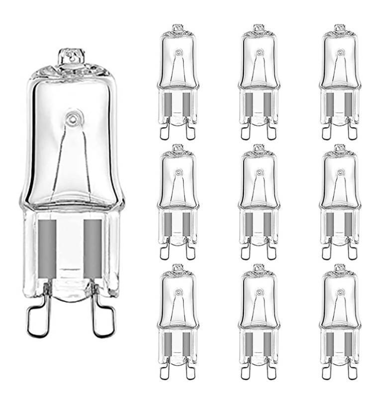 lot 4948 image: BesYouSel G9 Halogen Bulb 20W T4 JD Type Bulb 120 Volt Lamp G9 Base Bi Pin Halogen House Hold for Under Cabinet Light Pendant Accent Microwave Bulbs 2700K Warm White Clear Glass Pack of 10