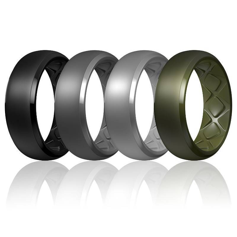 lot 5204 image: Egnaro Mens Silicone Wedding Rings 1467 Multipack Rubber Wedding Bands with Inner Arc Ergonomic Breathable Design for GymOutdoorGift