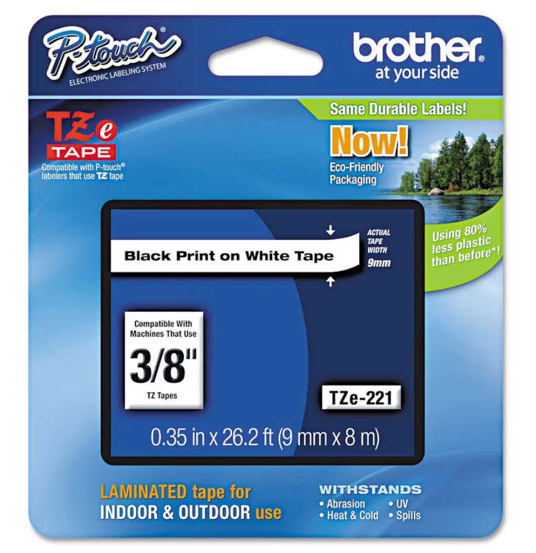 lot 5402 image: Brother(R) TZe-221 Black-On-White Tape, 0.38in. x 26.2ft., BRTTZ221