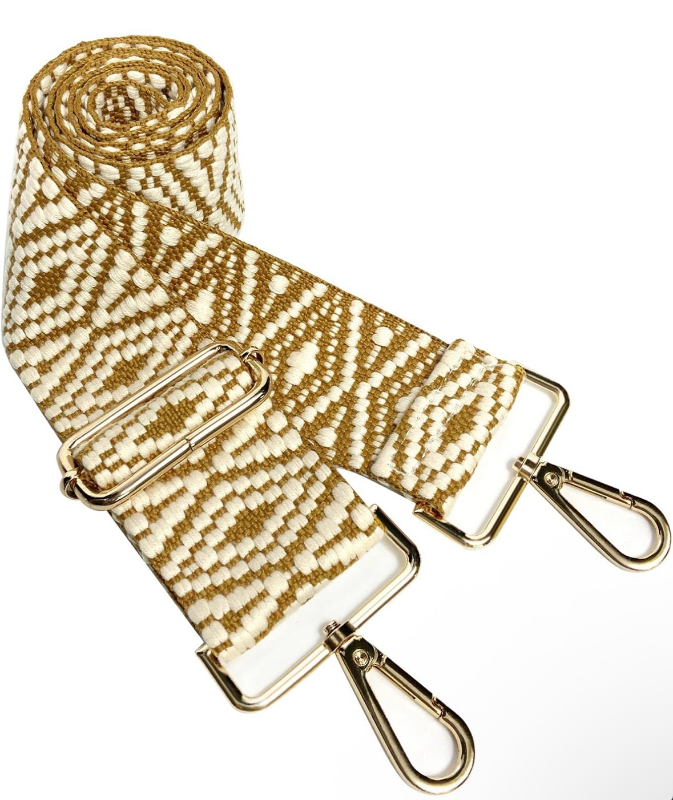 lot 5406 image: Dsigo Purse Strap, 2 Wide Gold Buckle Embroidery Crossbody Shoulder Strap for Bag Handbag Canvas Bag Crossbody Bags
