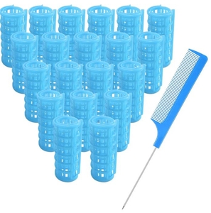lot 5271 image: 20 Piece Plastic Hair Curlers Set with Tail Comb
