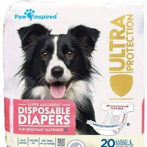 lot 5281 image: Paw Inspired Disposable Female Dog Diapers Ultra Protection Large 20ct