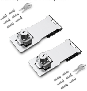lot 5285 image: 4 Inch Keyed Hasp Lock Set - Silver, 2 Pack