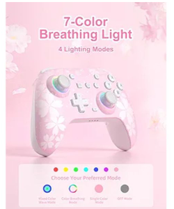 lot 5307 image: Pink Floral Bluetooth Controller for Nintendo Switch & PC