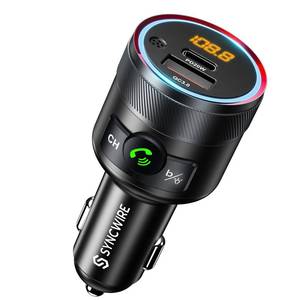 lot 5320 image: Syncwire Bluetooth 5.4 FM Transmitter for Car, 38W PD&QC3.0 Dual USB Charging Bluetooth Car Adapter Microphone & Bass Sound MP3 Music Player FM Kit with Hands-Free Calling