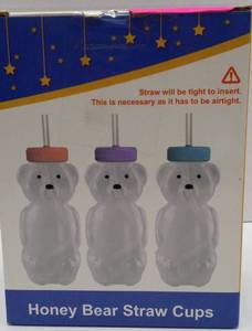 lot 5338 image: Honey Bear Straw Cups Set of 3