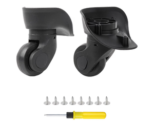 lot 5702 image: Black Luggage Wheels Replacement Plastic Left & Right Swivel Luggage Suitcase Caster Wheels with 4 Holes,Hole Pitch (1.31.541.771.18) 360 Degree Rotation