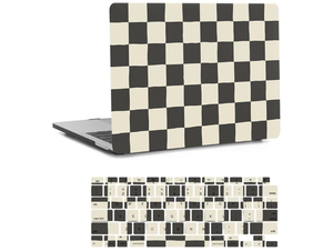 lot 5707 image: Laptop Hard Case Compatible with MacBook Air 13 Inch 2010-2017 (A1466A1369) - Plastic Shell Cover & Keyboard Skin, Black & Beige