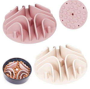 lot 5711 image: 2pcs Slow Feed Pet Bowls, Soft Silicone, Anti-choking, Slow Feeder, Dog Bowl Insert with Strong Suction Cups, Slow Feeder for Most Dogs, Bowl or Dog Bowl (WhitePink)