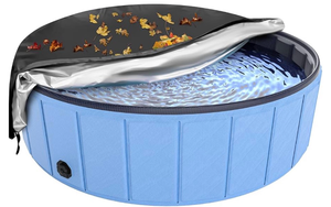 lot 5717 image: Foldable Dog Pool Cover 79inch, Hyperzoo Swimming Pool Cover for Kids and Pets, Collapsible Dog Bath Pool Cover, Inflatable Paddling Cover, Tear Resistant Fade Resistant Waterproof Prevent Leaves