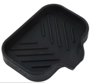 lot 5722 image: MicoYang Silicone Soap Dish with Drain Spout, Self-Draining Sink Organizer Tray for Bathroom and Kitchen, Sponges, Dispensers and Soap Holder, Non-Slip and Dishwasher Safe, Black (Compact, 4.9x3.2)