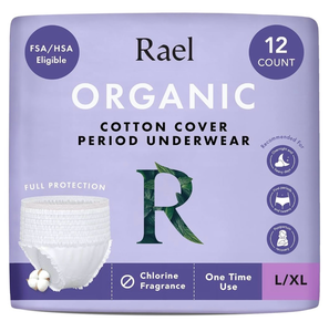 lot 5727 image: Rael Disposable Underwear for Women, Organic Cotton Cover - Postpartum Essentials, Leak Locker, Unscented, Maximum Coverage (Size L-XL, 12 Count)