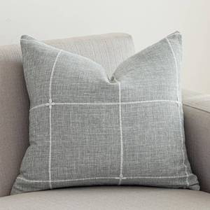 lot 5742 image: vctops Rustic Lattice Cotton Linen Decorative Throw Pillow Cover Embroidery Square Cushion Cover Pillowcase for Sofa Bedroom Couch (Plaid Grey, 24x24)