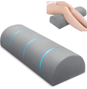 lot 5789 image: urnexttour Large Knee Pillow for Side Sleepers Memory Foam Leg Pillows for Sleeping Yoga Bed Half Moon Bolster Pillow for Neck Pain Relief with Pillowcase 23.6x8.7x5(Fleece Grey, Extended Size)
