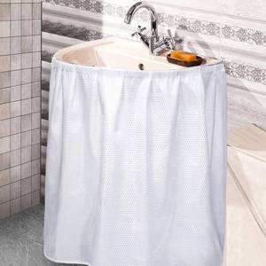 lot 5801 image: Windkream Fabric Sink Skirt Diamond Bathroom Stitch Self Stick Adhesive Waterproof Fabric Under Sink Curtain Skirt 55 x 32 Inch Adds Bathroom Storage(White,Fashion Style)