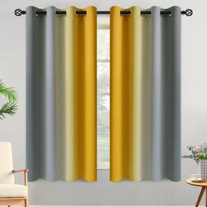 lot 5810 image: Yakamok Ombre Grey and Yellow Curtains for Bedroom, Gradient Room Darkening Curtains, Grommet Thermal Insulated Light Blocking Window DrapesCurtain for Living Room,52 x 63 Inch,2 Panels