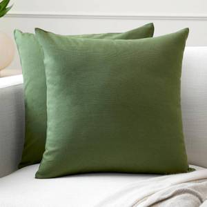 lot 6012 image: Encasa XO Throw Pillow Covers 16x16 in Set of 2 Leaf Green  No Inserts  Cotton Pillow Covers For Living Room, Bed, Sofa, Couch  Decorative Cushion Covers With Improved Zipper
