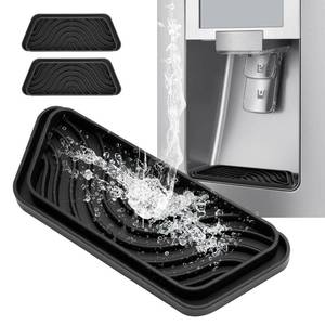 lot 6018 image: Refrigerator Drip Catcher, Refrigerator Drip Tray For Water Tray,Fridge Water Dispenser Drip Tray Prevents Water Splashes,Non-slip Silicone Dispenser Drip Collector for Ge Samsung -2 PCS Black