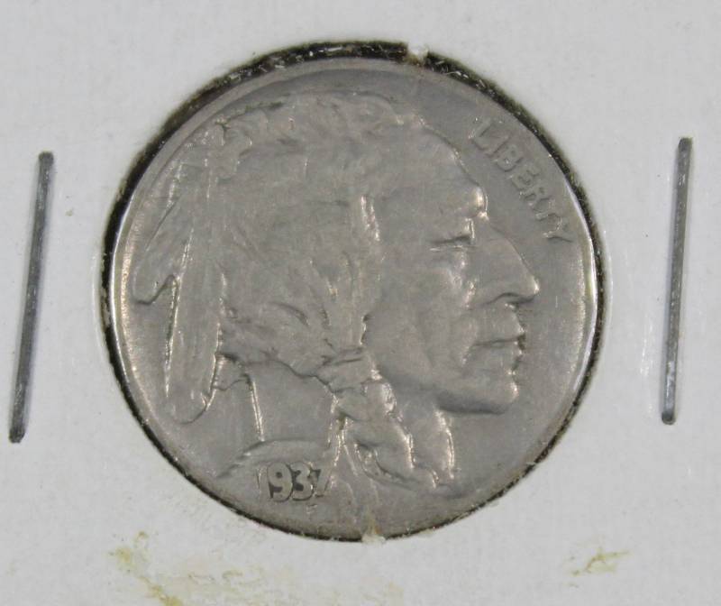 lot 4091 image: 1937 U.S. Buffalo Indian Head Nickel, 5 Cent Coin