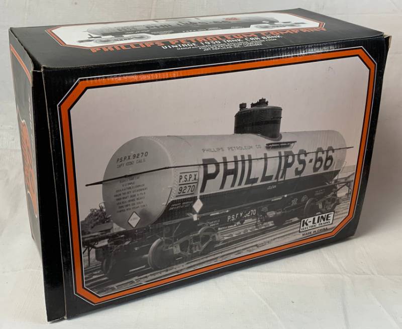 lot 8052 image: Phillips 66 - Phillips Petroleum Company - Bartlesville, OK - Die-Cast Metal - Riveted Tank Car Bank - Limited Edition 1 of 1200
