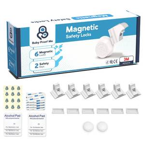 lot 5794 image: Baby Proof Me 6-Pack Magnetic Cabinet Locks, Baby Proofing Child Safety Locks with 2 Keys, No-Drill 3M Adhesive for Cabinets & Drawers