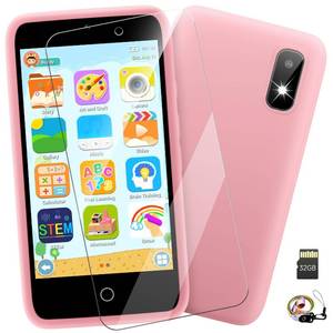 lot 5796 image: MINIBEAR Kids Toy Smartphone, 3.97 Toddler Dual Camera Learning Toys, 201 Educational Games Play Phone No WiFi for Girls Boys 3-12 Christmas Birthday Gifts with 32g SD Card (Pink) (Powers On) - Retail $44