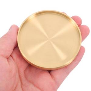 lot 5826 image: Kichvoe Set of 2 Brass Coasters for Desk and Tea Cups 2.56 Inch Heat-Resistant Gold Tea Mat Holder for Home and Office Desktop Use