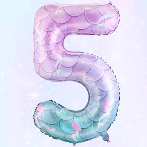 lot 5828 image: MiniInflat 40 Inch Giant Mermaid Number 5 Birthday Balloons Mermaid Birthday Party Decoration Sea Theme Large Dream Number Balloons for Girls Party Baby Shower Rainbow Decorations