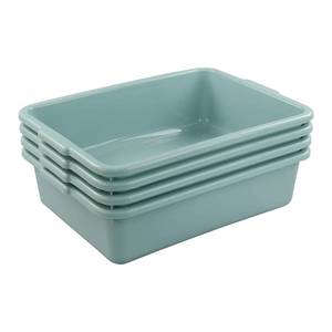 lot 5838 image: Xyskin 13 L Plastic Commercial Bus Tubs, Large Utility Tote Bus Box, Green, 4-Pack