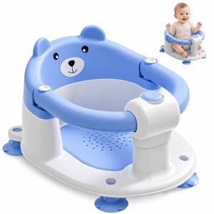 lot 5841 image: Baby Bath Seat for Babies 5-10 Months, Non-Slip Toddler Bath Seats for Babies Sitting Up, Safe Infant & Newborn Bathtub Chair with 4 Suction Cups & Soft Cushion for Shower,Blue - Retail $38