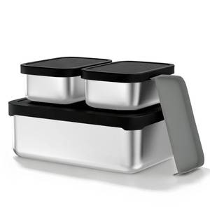 lot 5843 image: EC-Gaze Stainless Steel Bento Box, 33oz Leak-proof Metal Lunch Box Container with Silicone Lid, Microwave-Safe, with Divider, Lunch Food Meal Prep Snack Container for School Work - Retail $30
