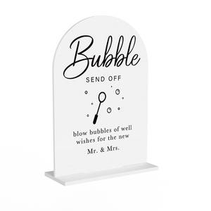 lot 5844 image: Acrylic Wedding Sign Wedding Signs for Ceremony Bubble Send Off Sign for Wedding Modern Calligraphy Arch Acrylic Table Top Sign for Wedding Reception and Event Party Table (white)