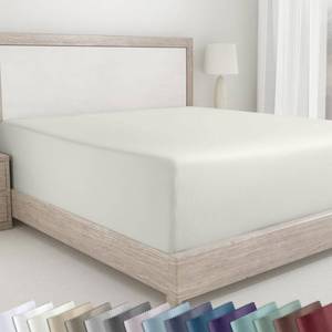 lot 5858 image: California Design Den Fitted Cotton Sheet Queen, Deep Pocket Soft 400 Thread Count 100% Cotton Sateen, No Pop-Off Elastic, Durable Fitted Sheet Only - Ivory (Pale Tone) - Retail $35