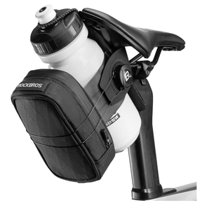 lot 5867 image: ROCKBROS Water-Resistant Bike Saddle Bag with Water Bottle Holder & Taillight Hanger  Large Capacity Rear Seat Pack for Road & Mountain Cycling