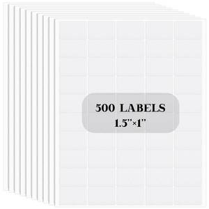 lot 5870 image: Glenmal 500 Pcs White Labels Stickers 1.5 x 1 Inches Oil Water Proof White Labels for Inkjet Printer Bottles Jars Boxes School Office Kitchen