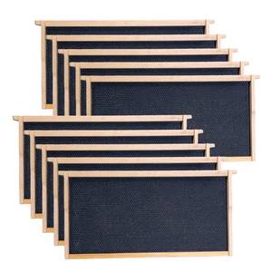 lot 5885 image: Deep Brood Beehive Frames with Wax Foundation, 10 Pack Honey Bee Frames with 100% Beeswax Coated Food Grade Foundation Sheets, 9-18-Inch (Black) - Retail $39